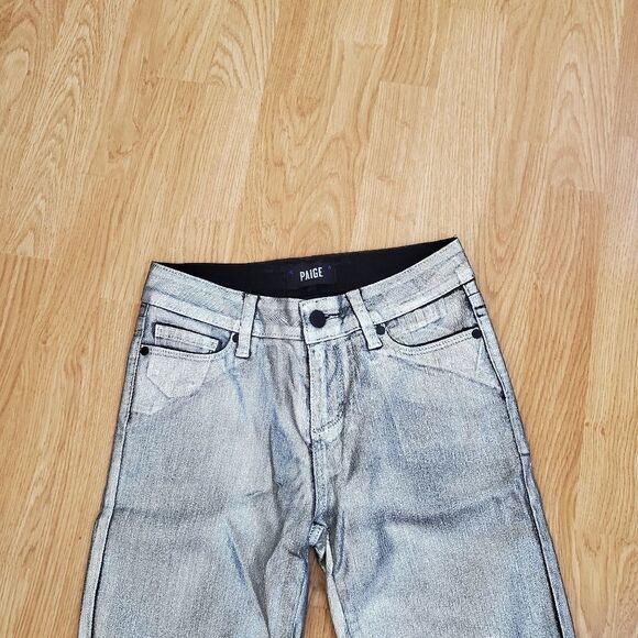 PAIGE Verdugo Ankle Silver Galaxy Metallic Jeans size 26 - Picture 5 of 16